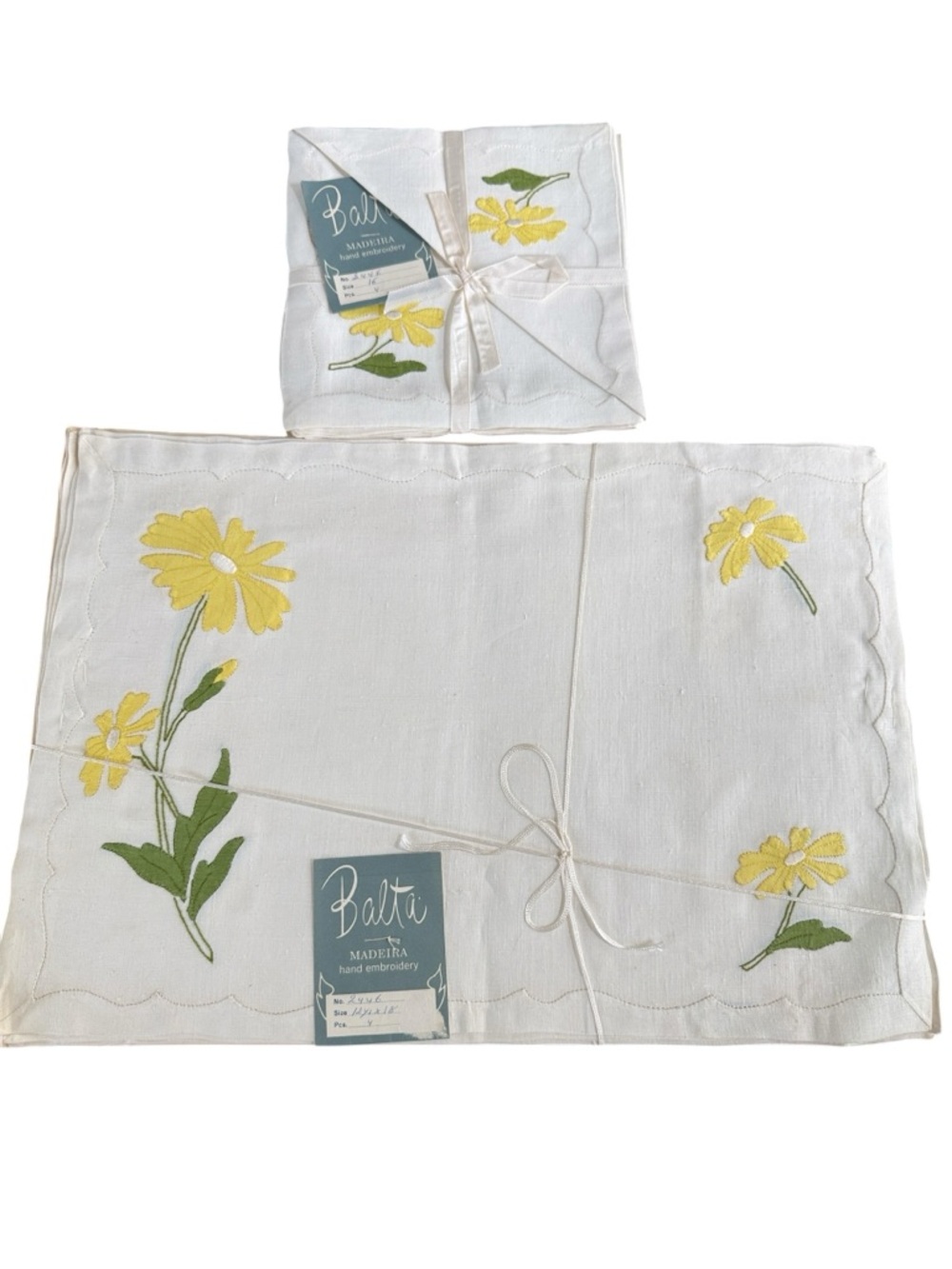 Vintage Madeira Balta B Altman Linen Napkins & Placemats Set of 4 NOS
